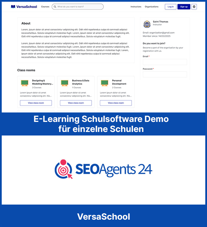 E-Learning Schulsoftware Demo für einzelne Schulen